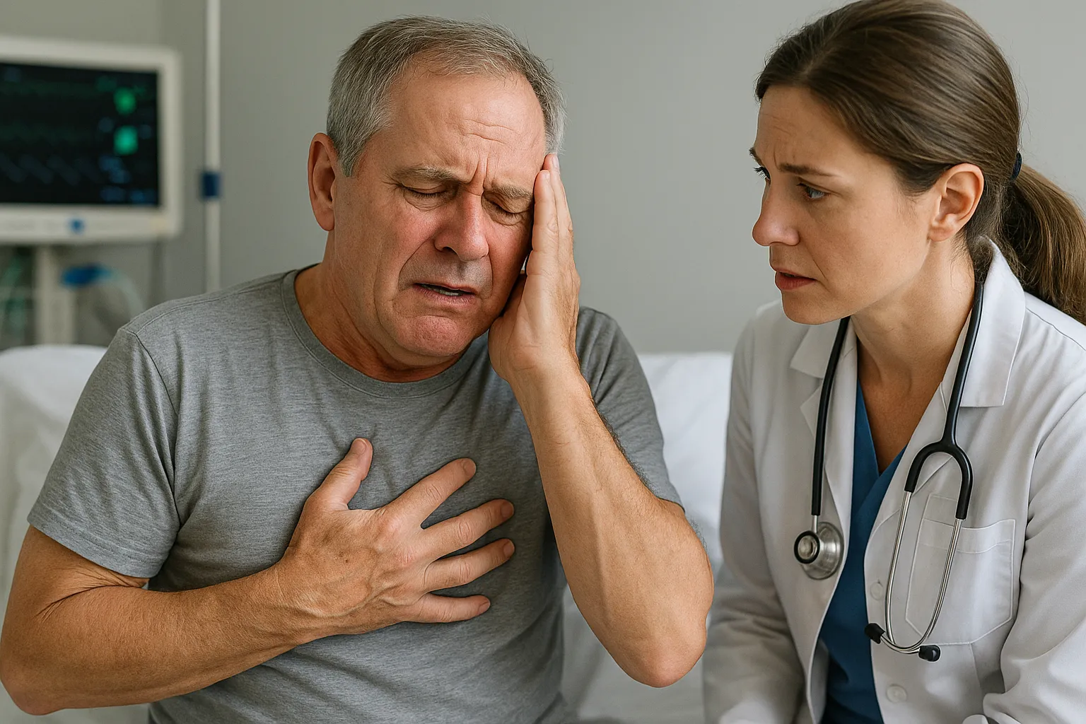 Пациент с признаками ишемического инсульта под наблюдением врача